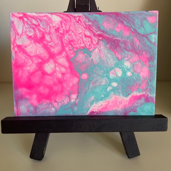 ACEO Original Painting Abstract Acrylic Pour “Poured My Heart Out” Mini Art - Picture 2 of 3